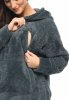 MijaCulture - super soft and cozy maternity and nursing sweatshirt with hood BEAR M022 graphite